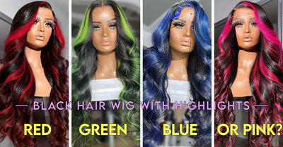 Black Hair Wig With Highlights, Blonde, Red, Blue, Or Pink?