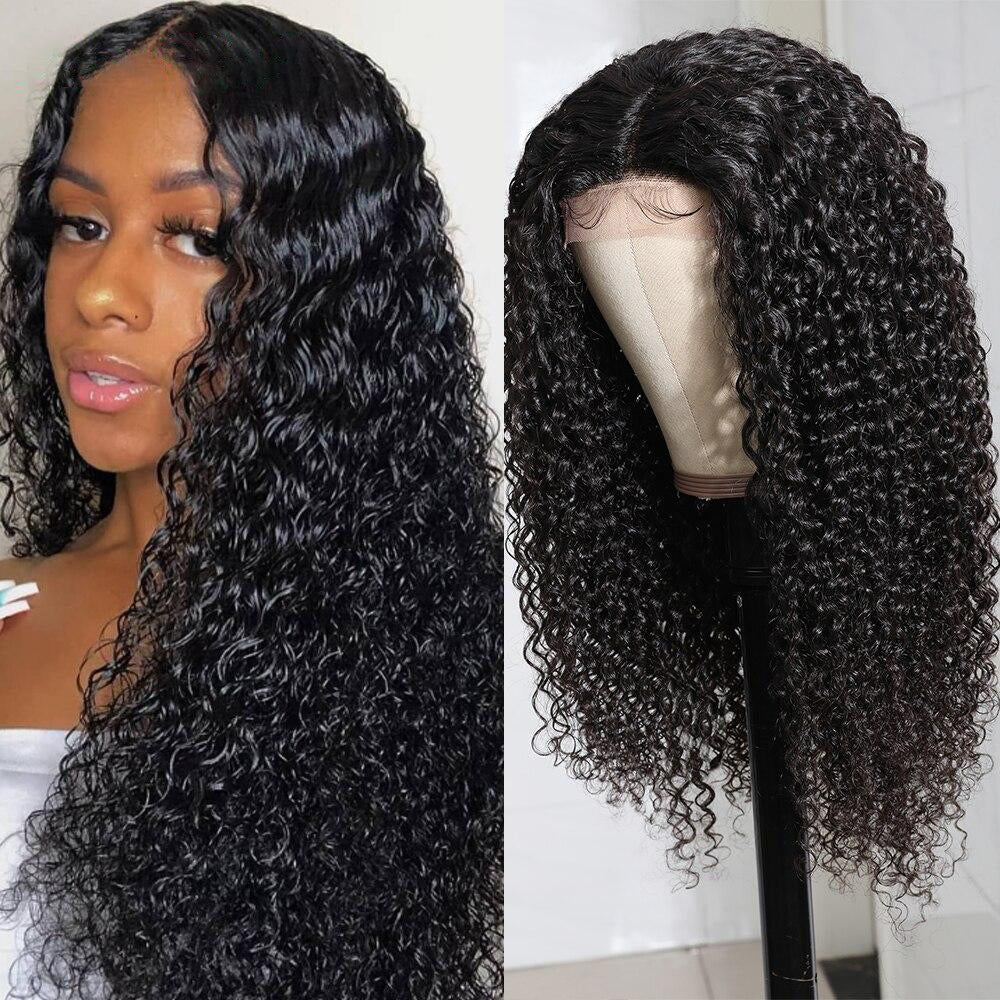Kinky Curly Hair T Part Lace Wigs Virgin Human Hair Wigs  display picture 1
